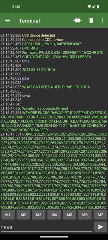 Terminal output on an Android 14 phone